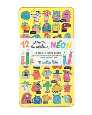 Moulin Roty - Schmouks 12 neonfarbene Buntstifte