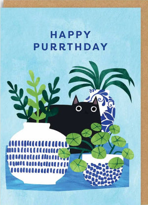 Happy Purrthday Vases Klappkarte
