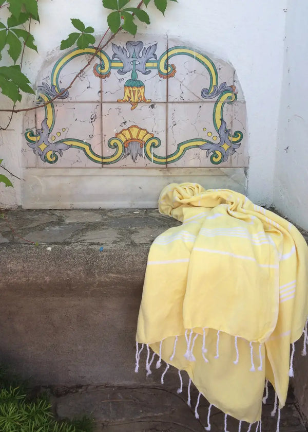 Hamamtuch Yellow White