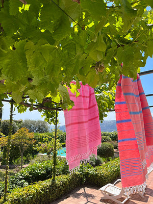 Ottomania - Hamamtuch Ege Coral Red Mediterranean Blue