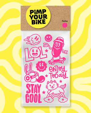 Sticker-Set Happy Day Neonpink