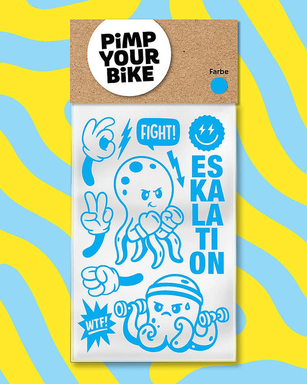 Sticker-Set Eskalation Hellblau