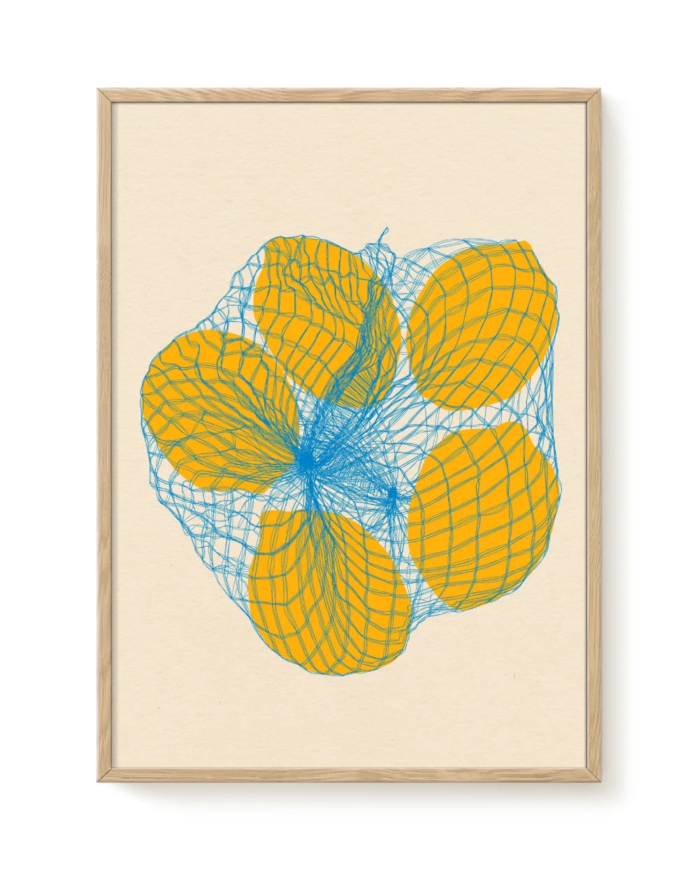 Five Lemons in a Net Print (30x40cm)