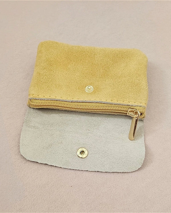 Royal Marais - Geldbörse Kangood aus Rindsleder in Wildlederoptik Senfgelb