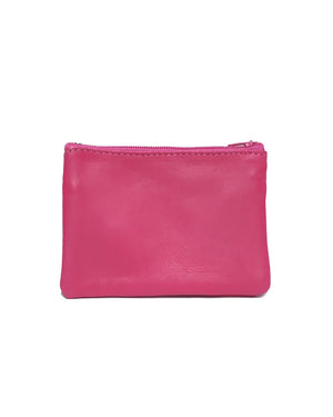 Royal Marais - Geldbörse mit 2 Reissverschlüssen aus upcyceltem Leder in Fuchsia