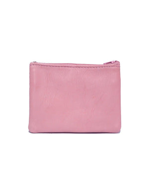 Royal Marais - Geldbörse mit 2 Reissverschlüssen aus upcyceltem Leder in Rosa