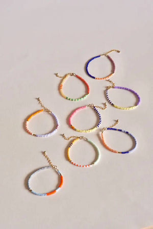 Lente Armband aus Glasperlen Deep blue - Clementine - Raspberry