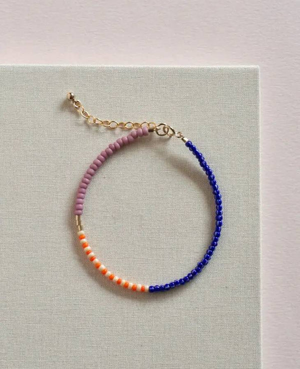 Lente Armband aus Glasperlen Deep blue - Clementine - Raspberry