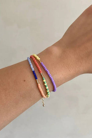 Lente Armband aus Glasperlen Lilac - Lemon - Navy dashed