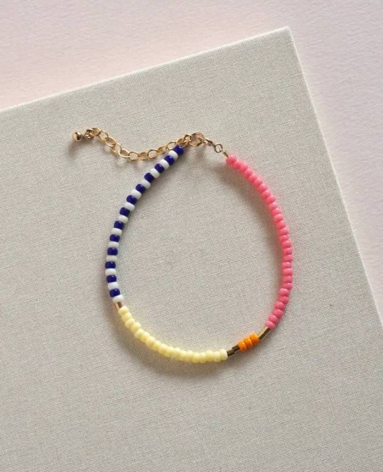 Lente Armband aus Glasperlen Pink - Citrus - Sailorstripes