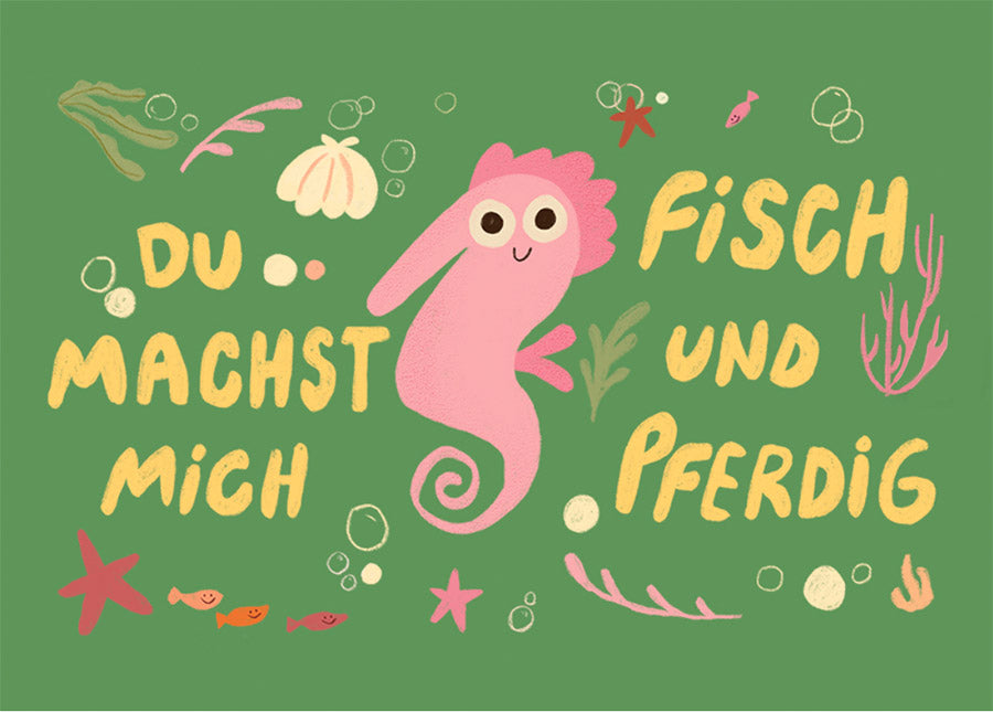 Fisch und Pferdig Postkarte