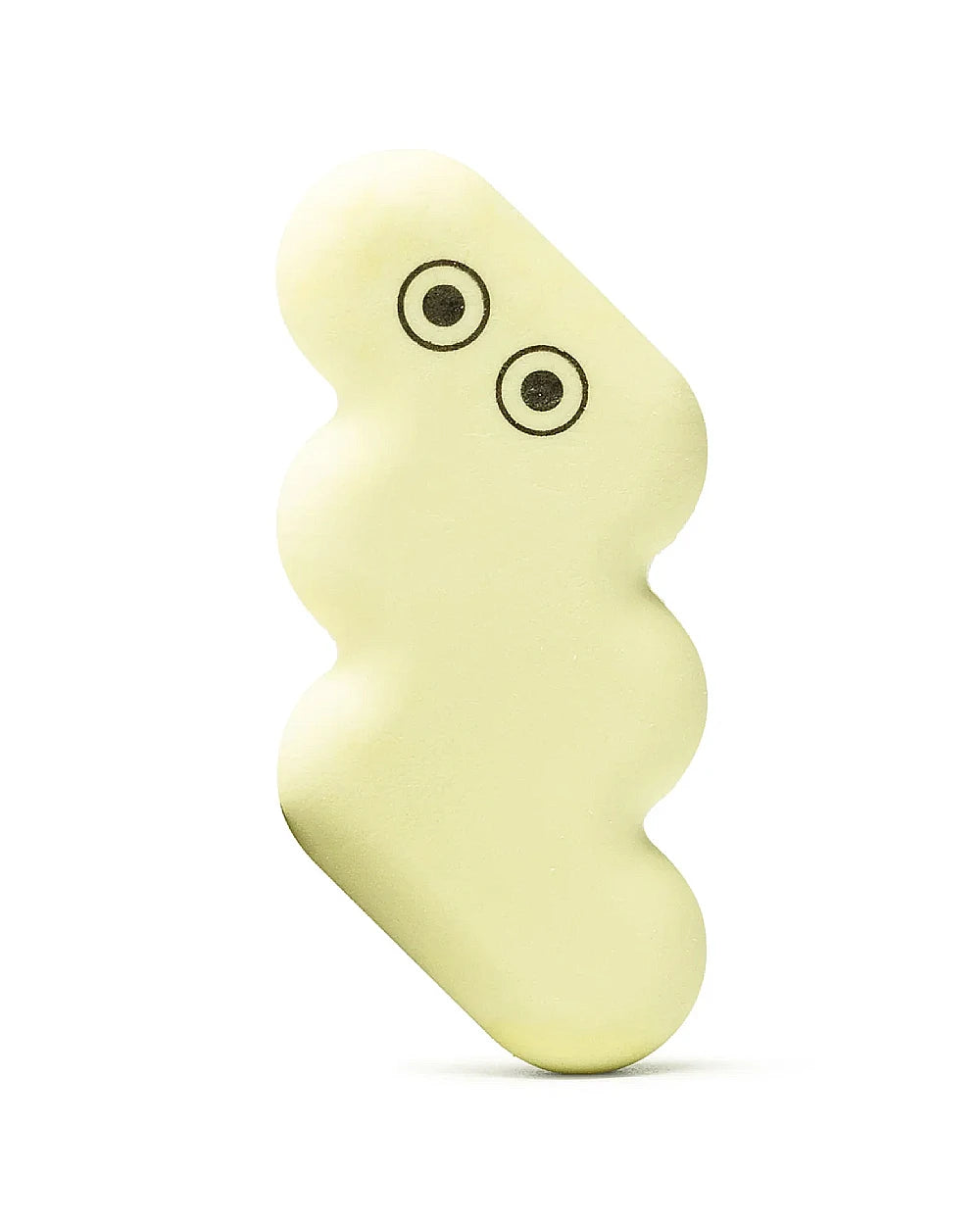 Arhoj Eraser Oop! Yellow: Organisch geformter, gelber Radiergummi mit Augen-Grafik, ideal für präzises Radieren. Perfekt für kreative Köpfe im Human Empire Shop.