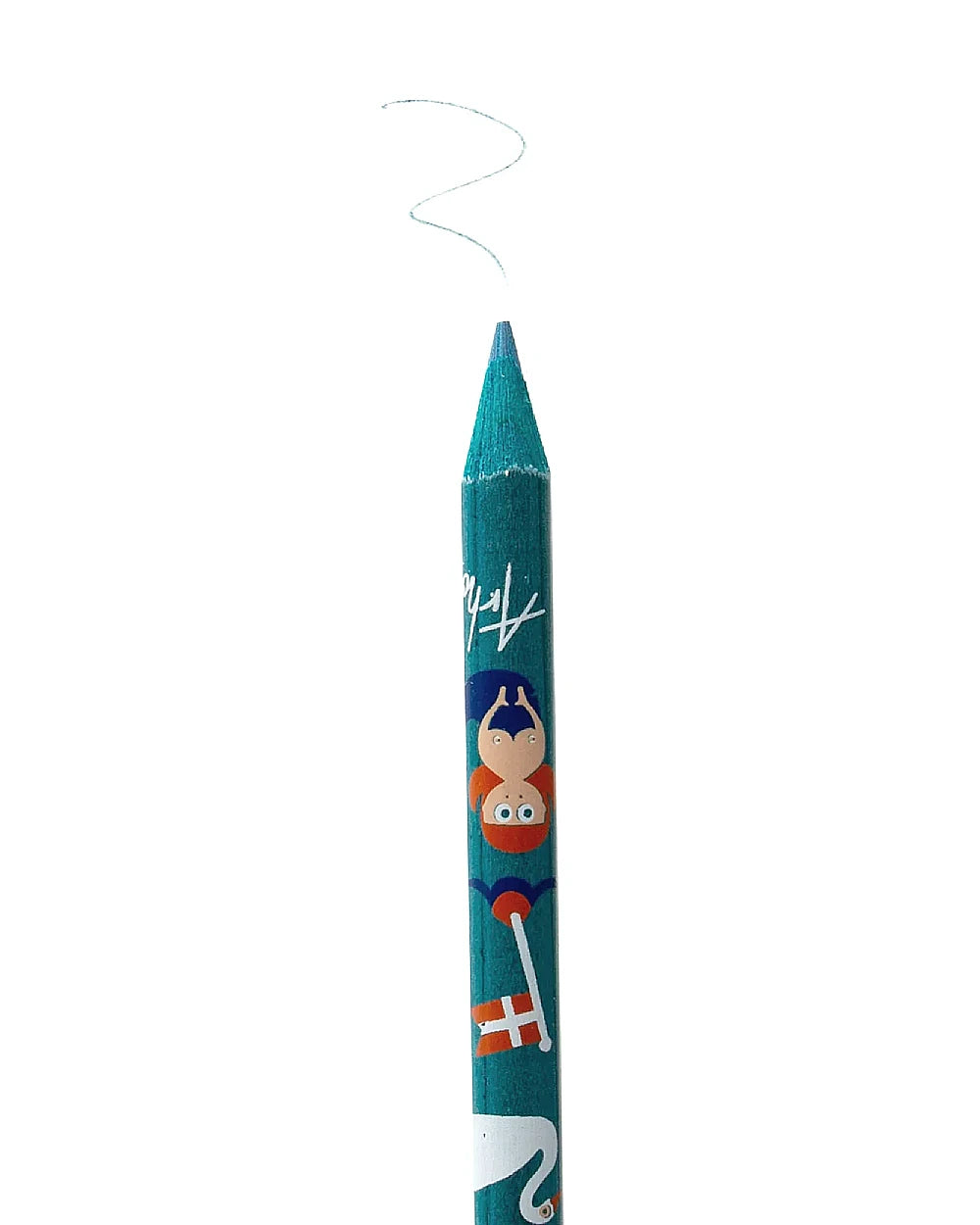 Arhoj Pencil Sealab, ein detailreich gestalteter, petrolfarbener Bleistift mit Cartoon-Motiven, hergestellt aus Zedernholz in Portugal, ideal für kreative und stilvolle Schreibprojekte.