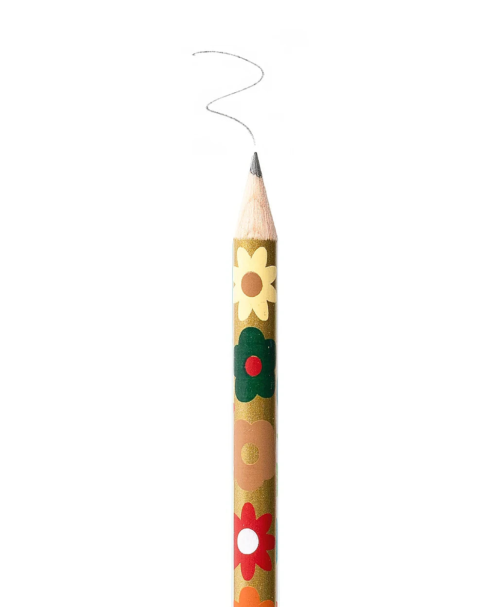 Studio Arhoj - Pencil Study: Goldener Bleistift mit floralen Mustern, gefertigt in Portugal aus Zedernholz, zeigt handwerkliche Präzision und stilvolle Eleganz. Perfekt für den Schreibtisch.