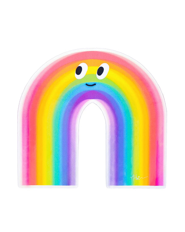 Studio Arhoj - Sticker Rainbow: Cartoon-Regenbogen mit Gesicht, ideal zum Verzieren von Laptop, Wasserflasche oder Skateboard. Fröhliches Design, nicht spülmaschinengeeignet.