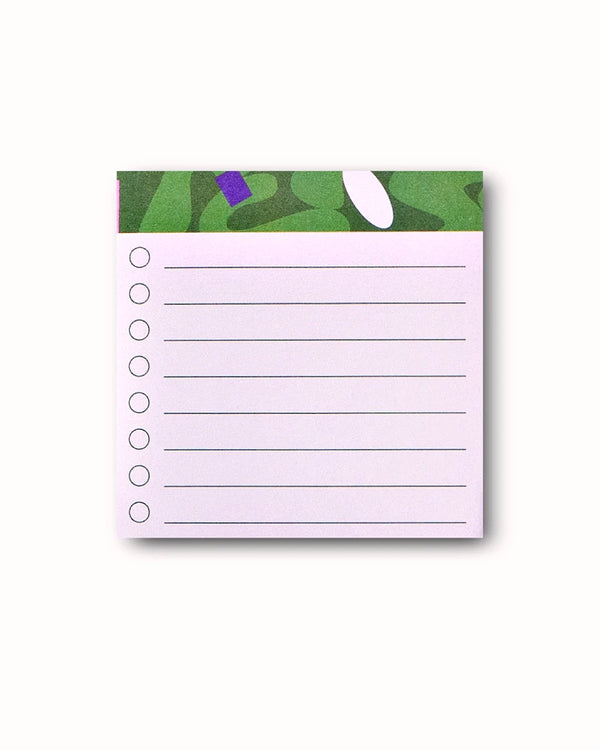 August To Do Sticky Notes: Quadratischer Notizblock mit neun Checklistenpunkten und dekorativem grünen Streifen oben. Enthält 50 Blatt FSC-zertifiziertes Papier, ideal für Aufgabenlisten.