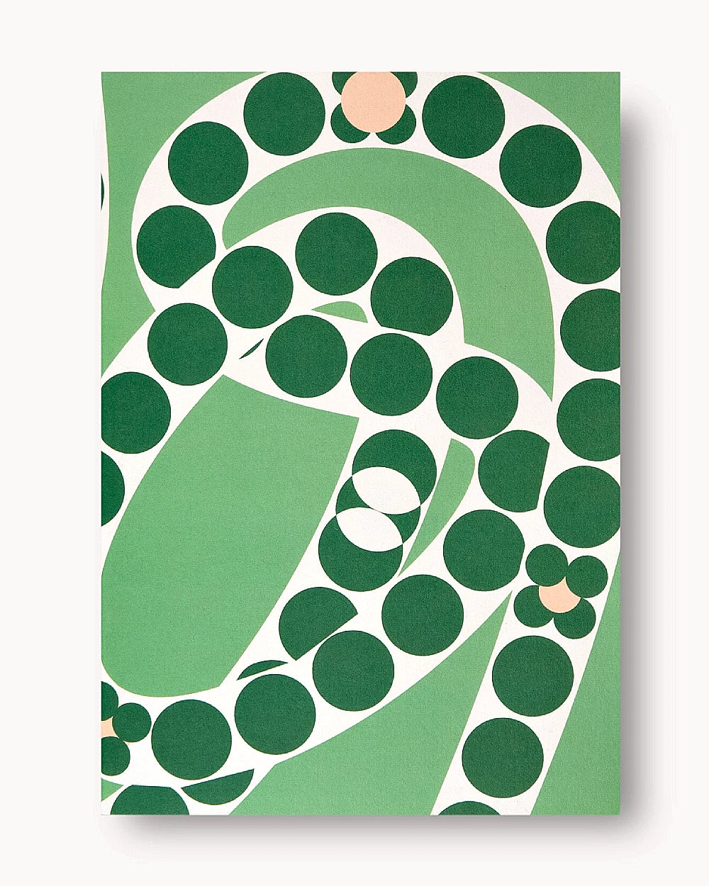 Notizbuch Damson Slimline A5 mit Punkteraster, abstraktem, geometrischem Design aus grünen und pfirsichfarbenen Kreisen, ideal für unterwegs, gestaltet von The Completist, erhältlich im Human Empire Shop.