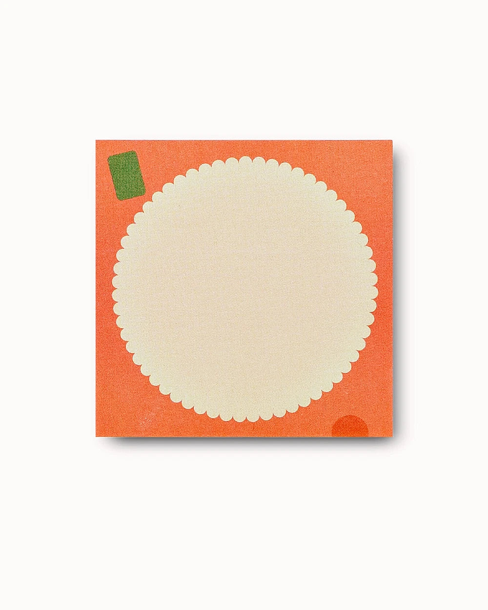 Fete Sticky Notes: Quadratischer Notizblock mit orangefarbenem Hintergrund, großem cremefarbenem Kreis in der Mitte, 50 Blatt, FSC-zertifiziertes Papier, vom englischen Label The Completist.