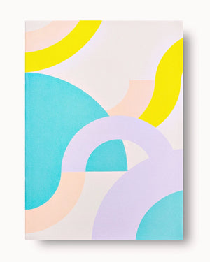 Tokyo Slimline A5 Notebook - Dot Grid mit geometrischem Design aus pastellfarbenen Halbkreisen auf weißem Hintergrund, ideal für minimalistische Schreibwarenliebhaber.