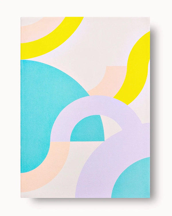 Tokyo Slimline A5 Notebook - Dot Grid mit geometrischem Design aus pastellfarbenen Halbkreisen auf weißem Hintergrund, ideal für minimalistische Schreibwarenliebhaber.