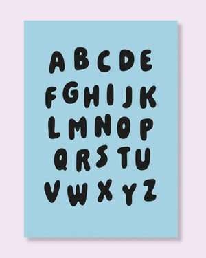 Alphabet Blau Postkarte