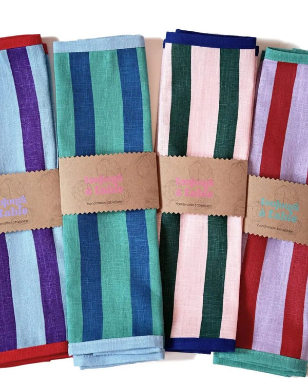 Serviette Mariniétte Flieder & Rot (2er Set)