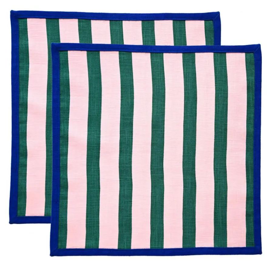 Serviette Mariniétte Rosa & Grün (2er Set)
