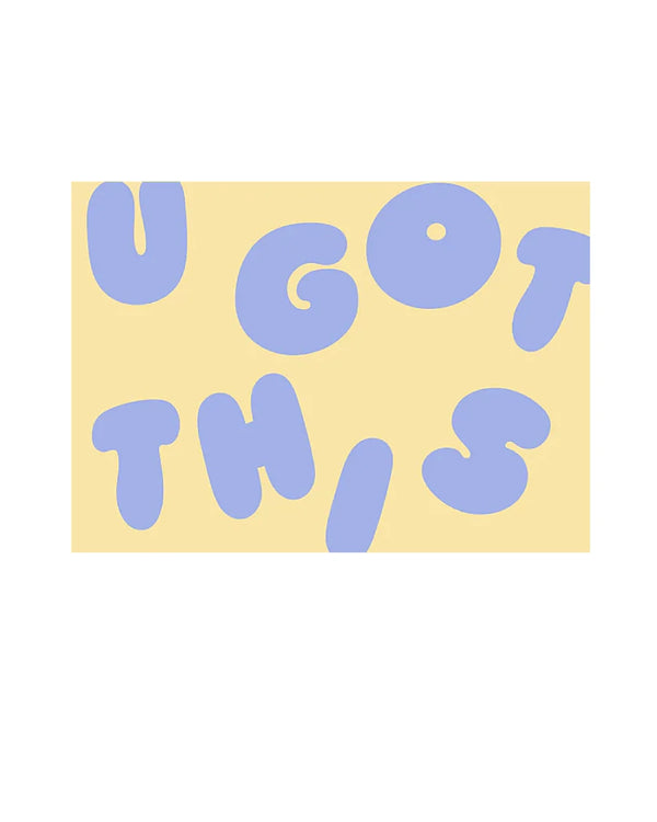 Produktbild der Aufkleber U Got This Blonde Ice Blue (10 Stk.) mit motivierendem Schriftzug U GOT THIS in chunky Stil auf hellgelbem Hintergrund. Größe: 50 x 70 mm.
