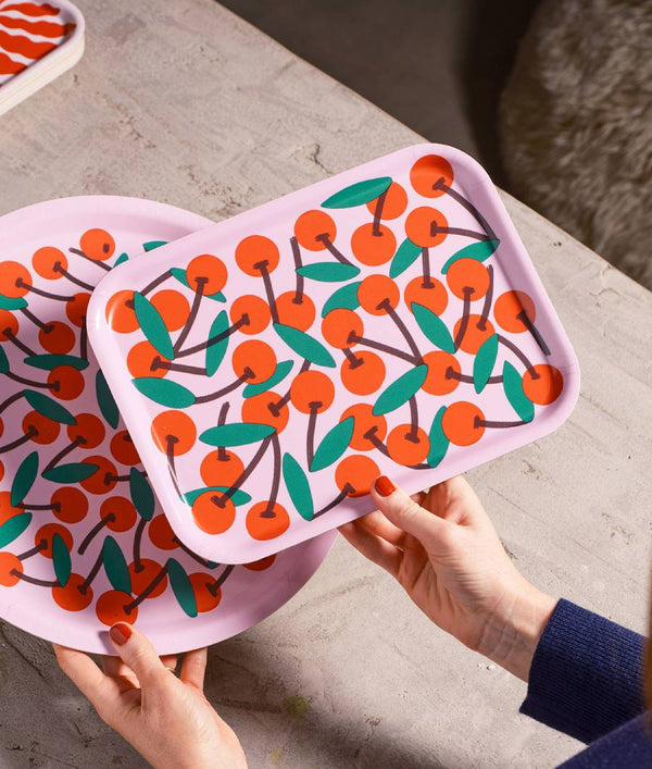 Cherries Pink Tablett Klein