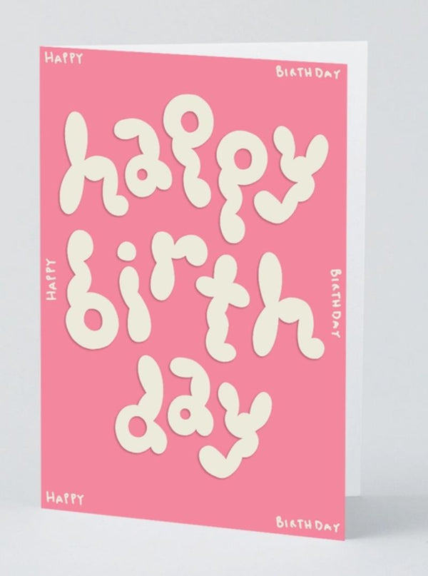 Happy Birthday Pink Embossed Klappkarte