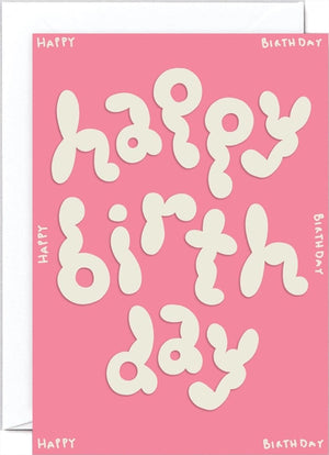 Happy Birthday Pink Embossed Klappkarte