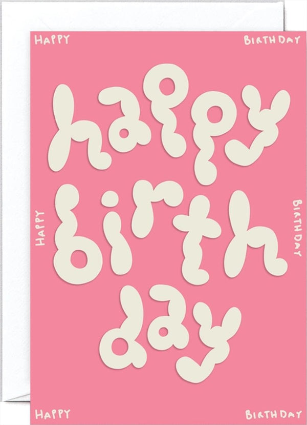 Happy Birthday Pink Embossed Klappkarte