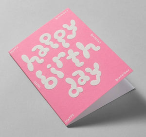 Happy Birthday Pink Embossed Klappkarte