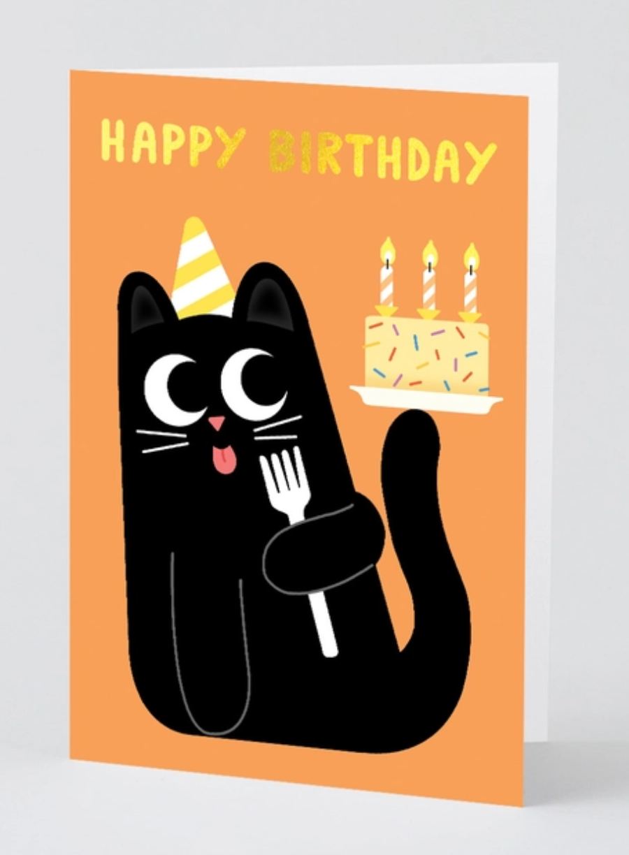 Happy Birthday Cat Cake Klappkarte