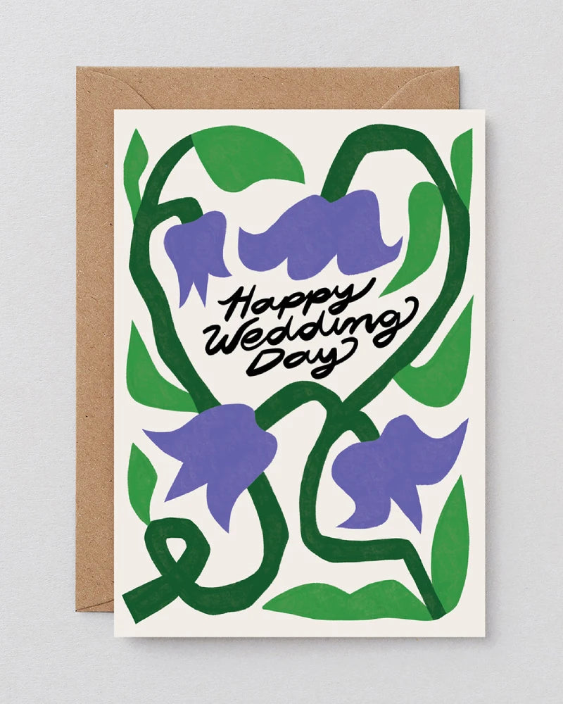 Wrap - Happy Wedding Day Flowers Klappkarte