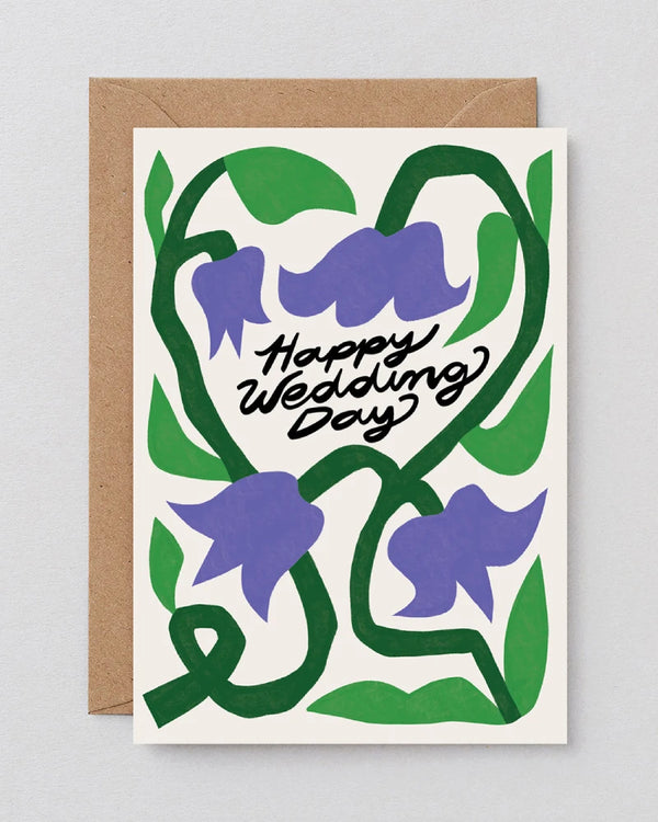 Wrap - Happy Wedding Day Flowers Klappkarte