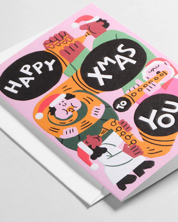 Happy X-Mas Brass Band Embossed Klappkarte