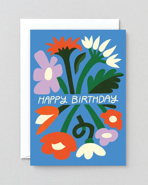 Wrap - Happy Birthday Floral Klappkarte