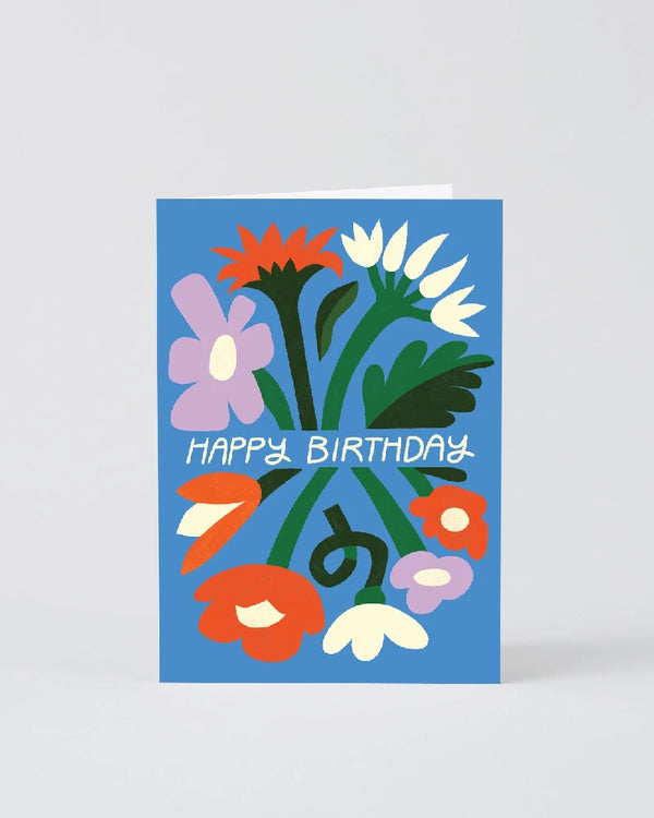 Wrap - Happy Birthday Floral Klappkarte