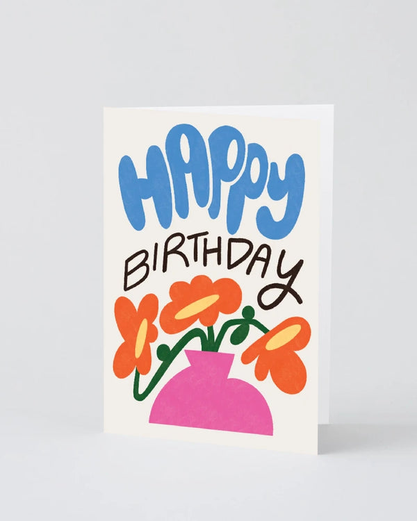 Wrap - Happy Birthday Flowers in Vase Klappkarte