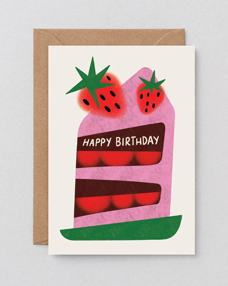 Wrap - Happy Birthday Strawberry Cake Klappkarte