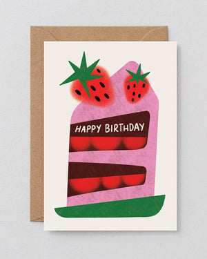 Wrap - Happy Birthday Strawberry Cake Klappkarte