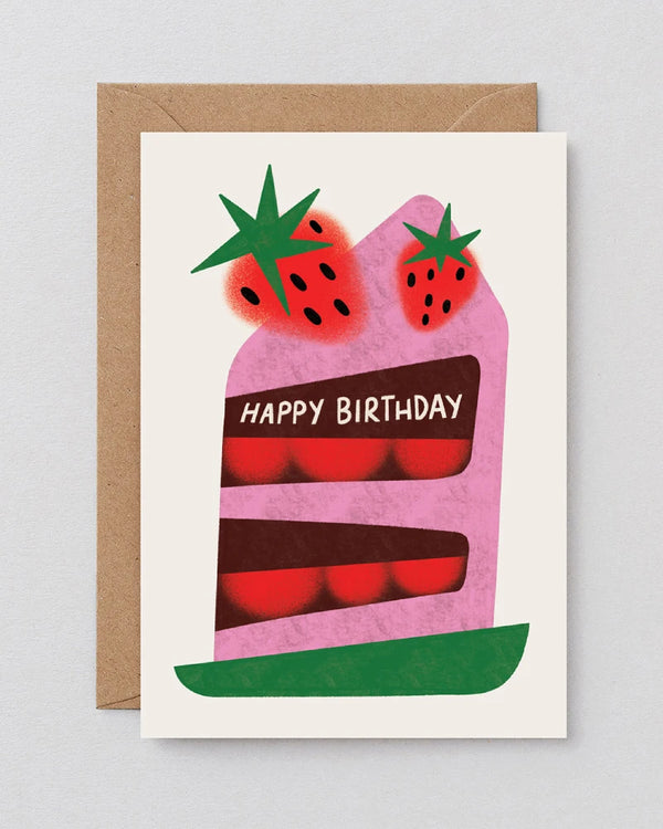 Wrap - Happy Birthday Strawberry Cake Klappkarte