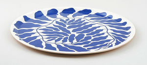 Blue Leaves Tablett Rund