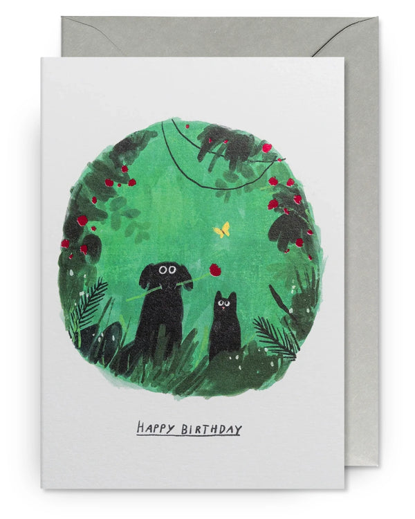 Lagom Design - John Bond Happy Birthday Green Pets Klappkarte