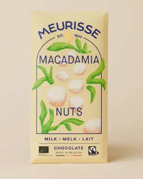 Meurisse Milchschokolade (39%) mit Macadamia-Nüssen - 100g