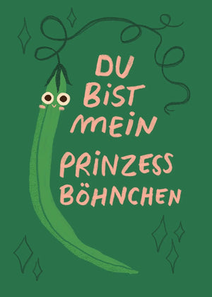 Du bist mein Prinzessböhnchen Postkarte - Slinga Illustration
