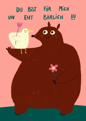 Du bist für mich unentbärlich Postkarte - Slinga Illustration