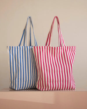 Shopper Natural Blue Stripes aus schwerer Baumwolle