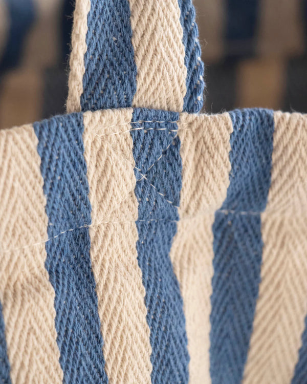 Shopper Natural Blue Stripes aus schwerer Baumwolle